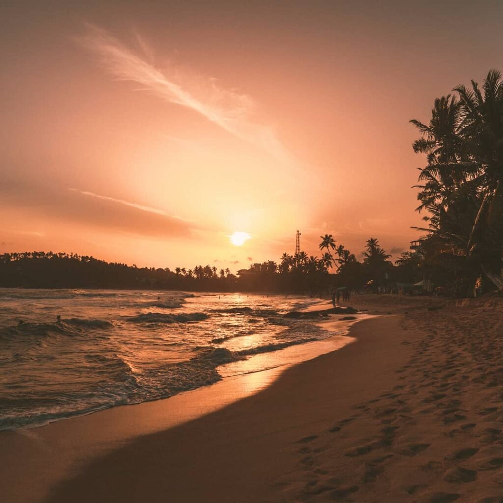 Sri Lankan beach at sunset.